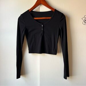 Classic Black Button Down Women's Top No Size Fits Like Medium Soft